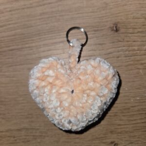 Porte clé cœur beige