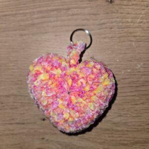 Porte clé cœur rosé mélangé