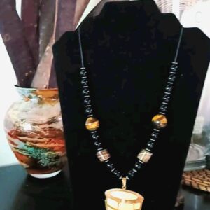 Collier Obsidienne Œil du tigre Pierre Du Sénégal